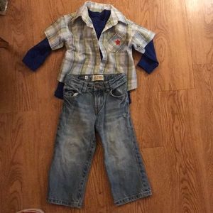 children place jeans/LS thermal shirt/cradle togs